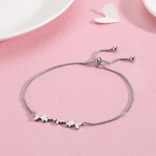 BTM1036 Stainless Steel Women's Bracelet with Pull-Style Small Fish Charm Elegant Jewelry
