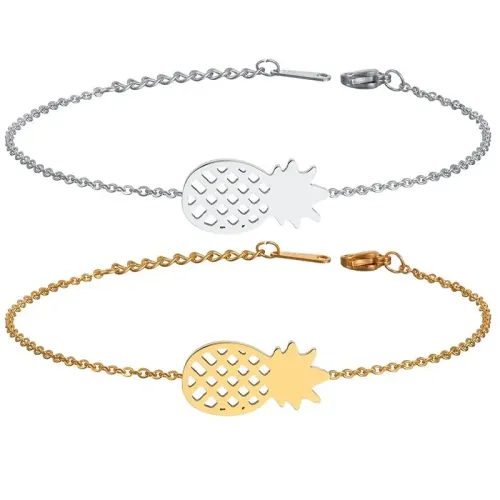 BTM1816 Stainless Steel Bracelet with Pineapple Pendant Tropical Fashion Jewelry