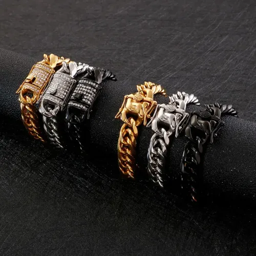 BTM1344 Rugged Titanium Steel Men's Bracelet Handcrafted Double Weave Design Jewelry