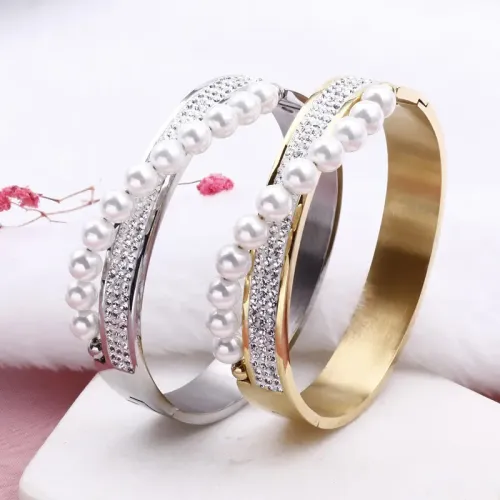 BTM1320 Pearl Diamond Titanium Steel Women's Bracelet Luxury Fashion Jewelry
