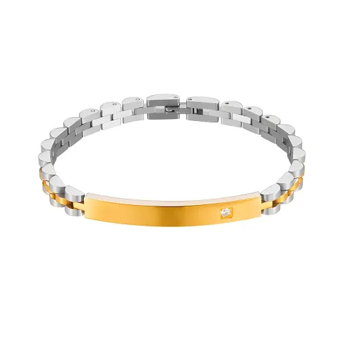 BTM820 Women's Zirconia-Embedded Stainless Steel Bracelet with Magnetic Titanium Band