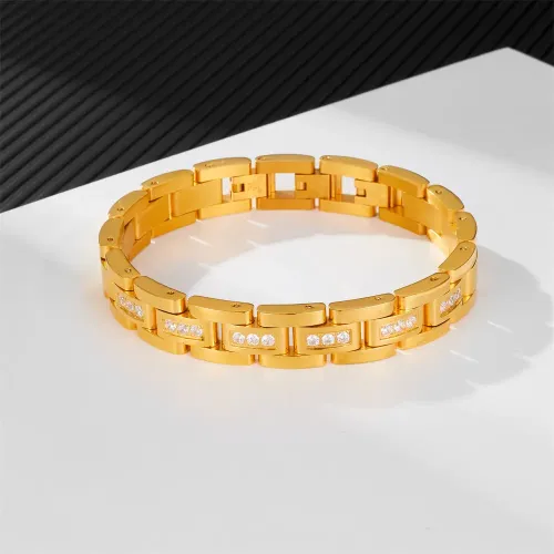 BTM863 Luxury Diamond Titanium Steel Bracelet Unisex Gold Stainless Steel Watch Band Style Chain