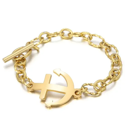 BTM1093 Titanium Steel Anchor Bracelet with OT Clasp Unisex Nautical Jewelry