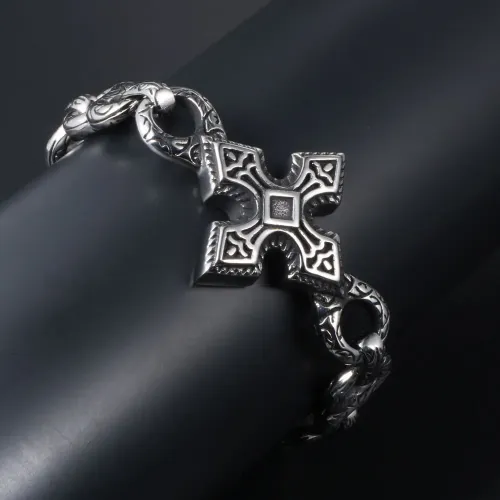 BTM1450 Men's Stainless Steel Cross Bracelet Modern Religious Jewelry
