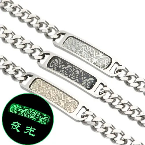 BTM693 Luminous Dragon Pattern Titanium Steel Bracelet – Fluorescent Glow Jewelry