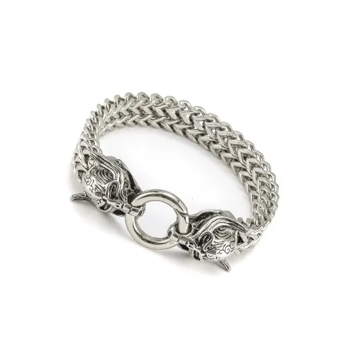 BTM890 Stainless Steel Monster Skull Bracelet Men's Titanium Viking Chain Bangle