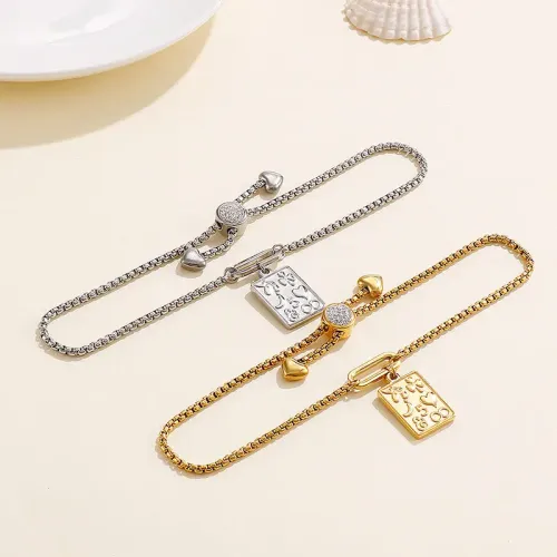 BTM1214 Elegant Square Pendant Pull-Chain Bracelet for Women Versatile Jewelry Accessory