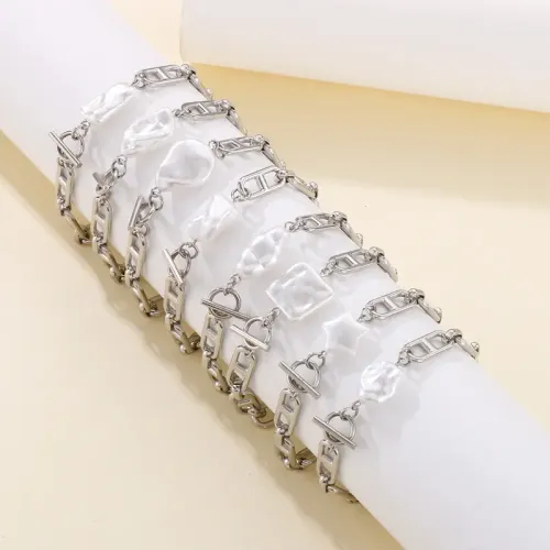 BTM1174 Stainless Steel Sun Chain OT Clasp Irregular Resin Women's Bracelet Trendy Accessory