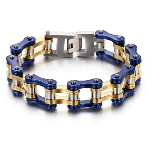 BTM1381 Motorcycle Chain Bracelet in Red Black Thick Titanium Steel Men's Biker Jewelry