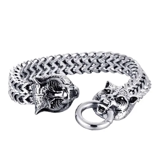 BTM664 Titanium Steel Cord Bracelet Love Wristband with Stainless Steel Woven Leather Magnetic Clasp