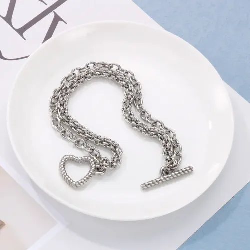 BTM1175 Heart-Shaped T-Clasp Double Layer Bracelet for Women Romantic Jewelry Gift