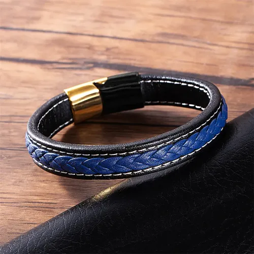 BTM702 Unisex Leather Bracelet Black Rope Wristband for Men Multicolor DIY Leather Jewelry