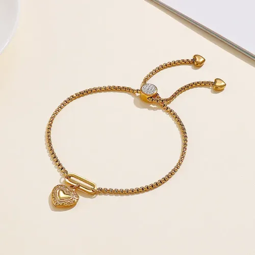 BTM1192 Adjustable Heart-Shaped Stainless Steel Women's Bracelet Elegant Love Jewelry