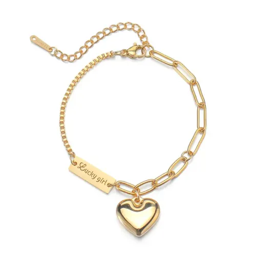 BTM1724 Love Heart Chain Bracelet for Women Elegant Handcrafted Bangle