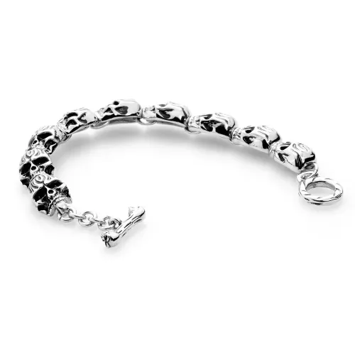 BTM1519 Punk Skull Men's Titanium Steel Bracelet with Stainless Steel Ghost Head Edgy Accessory