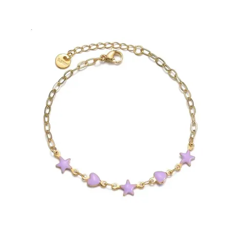 BTM1736 14K Gold-Plated Titanium Steel Oil Drop Star Heart Tassel Bracelet for Women Elegant Jewelry
