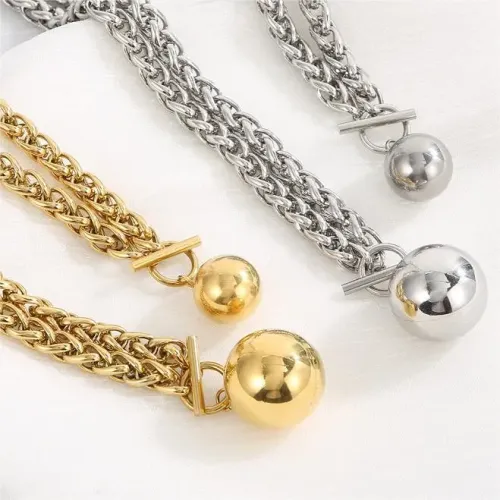 BTM1159 Dragon Bone Chain Large Bead Titanium Steel Bracelet Necklace Set Women's Wish-Granting Jewelry