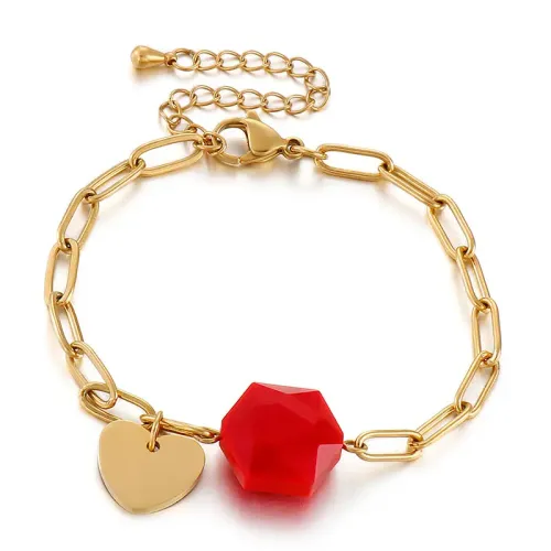 BTM1054 Adjustable Stainless Steel Heart Bracelet for Women Elegant Jewelry Accessory