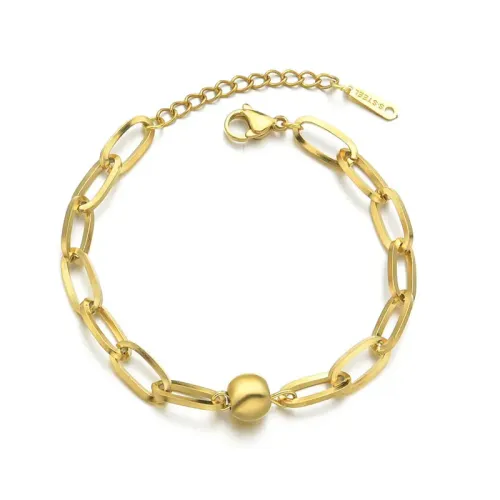 BTM1794 Bold Chain Bracelet with Stainless Steel Beads Modern Unisex Jewelry