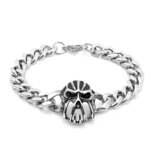 BTM649 Titanium Skull Bracelet Men Thick Polished Stainless Steel
