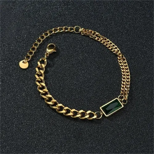 BTM1651 Green Square Zirconia Bracelet Titanium Steel Elegant Jewelry for All Occasions