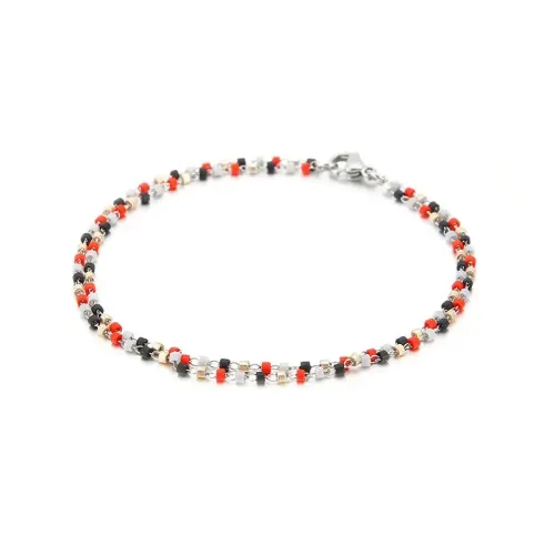 BTM1067 Bohemian Handmade Titanium Steel Colorful Crushed Stone Bead Bracelet Artisan Jewelry