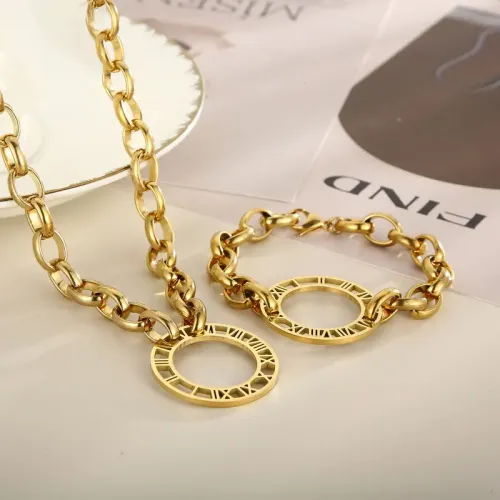 BTM1081 Hip Hop Thick Chain Set with Roman Numerals Titanium Steel Bracelet Necklace for Women