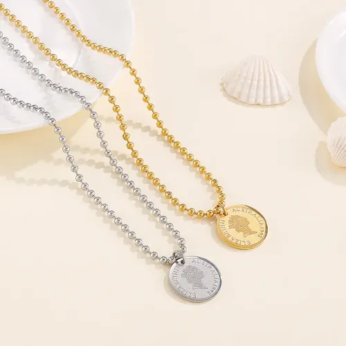 BTM1245 Elizabeth Stainless Steel Bead Necklace Bracelet Set for Women Elegant Jewelry Combo