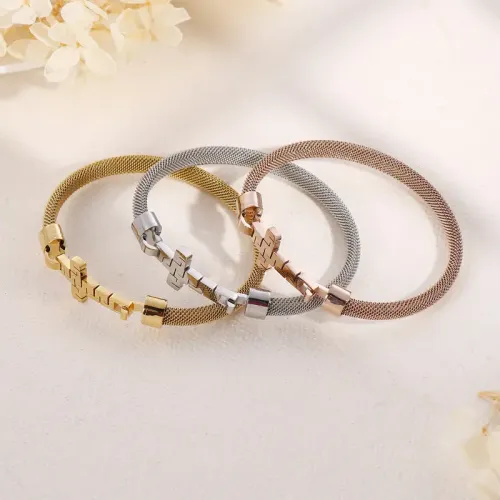 BTM1258 Unisex Titanium Steel Bracelet Stainless Steel Mesh Weave Cross Chain for Men Women