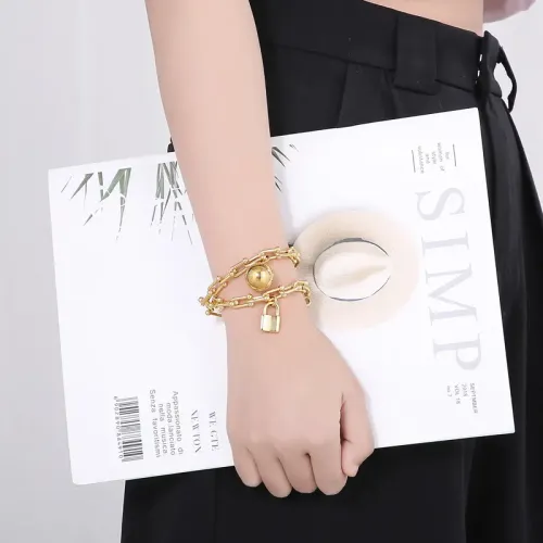 BTM1250 Double-Layer Horseshoe Chain with Round Ball Padlock Pendant Sweater Bracelet Jewelry