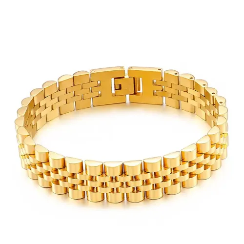 BTM833 Men's Solid Stainless Steel Wide Band Bracelet Titanium Chain Accessory