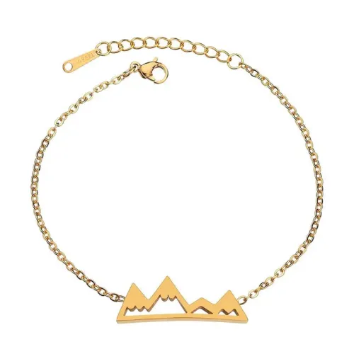 BTM1797 Layered Hollow Mountain Peak Stainless Steel Polished Women's Bracelet Sleek Adventure Jewelry