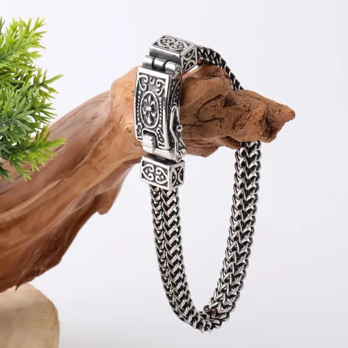 BTM868 Men's Double Row Hip Hop Stainless Steel Bracelet Punk Titanium Jewelry Chain