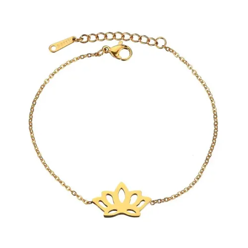 BTM1810 Hollow Lotus 18K Gold Bracelet for Women Stainless Steel O-Chain Elegance