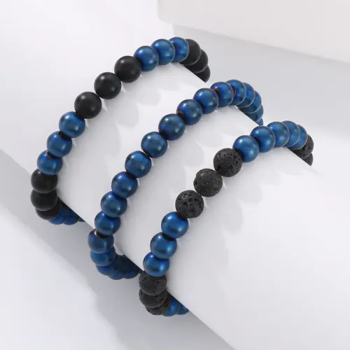 BTM1048 8mm Agate Couples Bracelet with Red Jasper Beads Handcrafted Jewelry for Her
