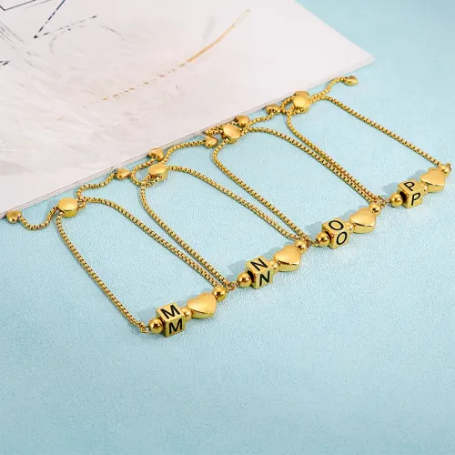 BTM1272 Adjustable Heart-Shaped Alphabet Bracelet for Women Personalized Jewelry Accessory