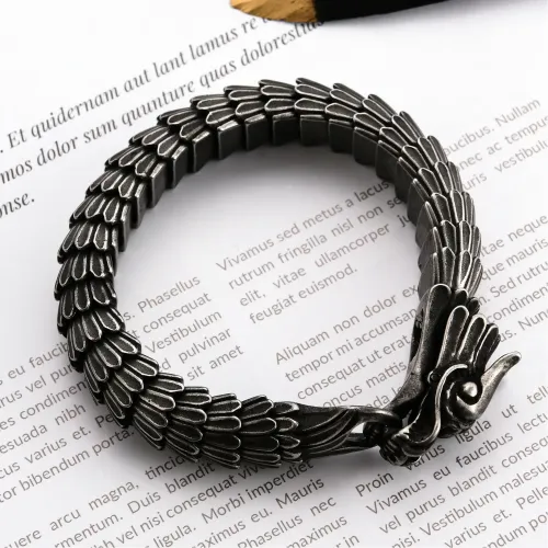 BTM912 Zodiac Dragon Scale Titanium Men's Bracelet Stainless Steel Crafted Dragon