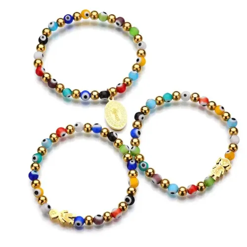 BTM1572 Elegant Stainless Steel Beaded Bracelet Colorful Beads Fashion Jewelry for All