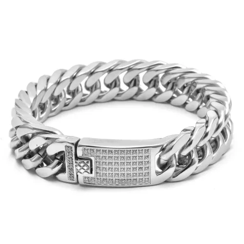 BTM911 Men's Hip Hop Stainless Steel Diamond Bracelet Thick Chain Titanium Accessory