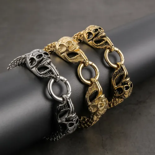 BTM892 Men's Stainless Steel Skull Bracelet Punk Style Bangle Accessory