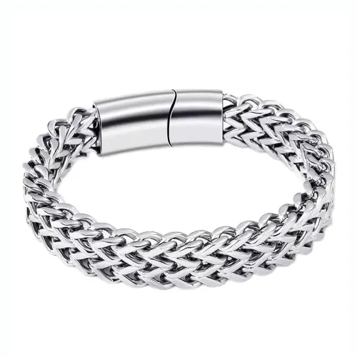 BTM1467 Hip Hop Stainless Steel Cuban Link Bracelet Double-Sided Polish Men's Chain
