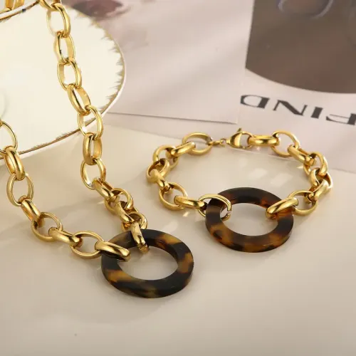 BTM1082 Hip Hop Hollow Round Chain Bracelet Necklace for Women Trendy Urban Jewelry