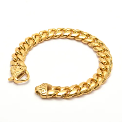 BTM861 Gold Stainless Steel Cuban Bracelet Titanium Men's Chain Wristband Jewelry