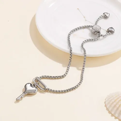 BTM1213 Heart Key Titanium Steel Pull-Adjustable Ladies' Bracelet Elegant Women's Jewelry