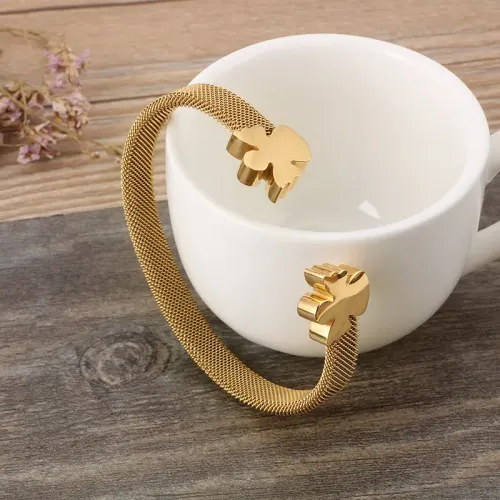 BTM1234 Angel Mesh Stainless Steel Bracelet for Women 18K Gold Plated Elegant Jewelry