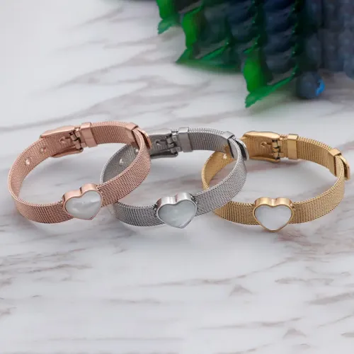 BTM1321 Heart Chain Bracelet Strap for Women Elegant Watch Band Decoration