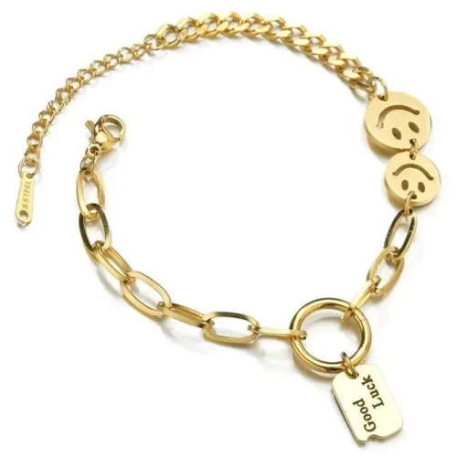 BTM1733 Smiley Face Bracelet for Women Titanium Steel Fashion Jewelry Accessory