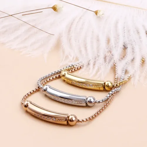 BTM1219 Adjustable Zirconia Geometric Bar Bracelet for Women Elegant Jewelry Accessory