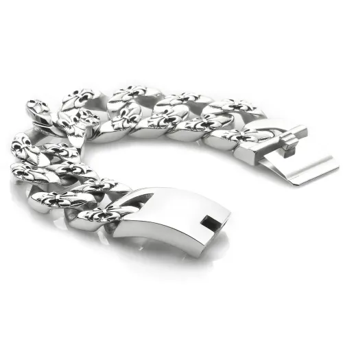 BTM1517 Men's Stainless Steel Fleur-de-lis Bracelet | Hip-Hop Titanium DIY Women's Jewelry