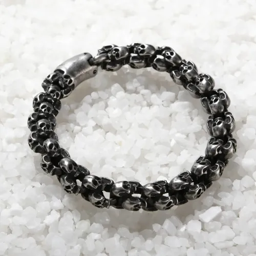 BTM902 Men's Stainless Steel Skull Bracelet Skeleton Head Bangle Accessory
